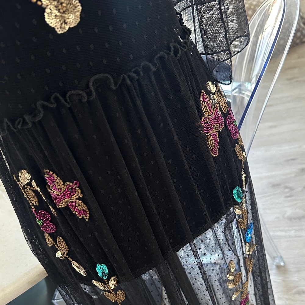 Free People Black Dress with Colorful Floral Embroidery - Picture 9 of 10